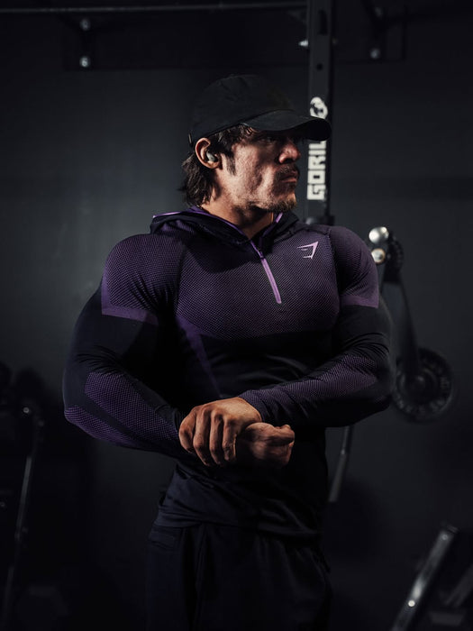 ONYX 5.0 SEAMLESS HOODIE - BLACK/ATHLETIC PURPLE
