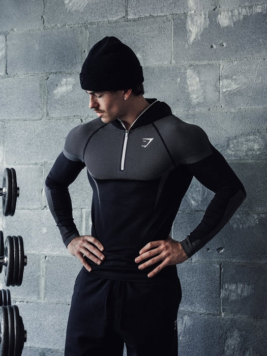 ONYX 5.0 SEAMLESS HOODIE - BLACK/LIGHT GREY