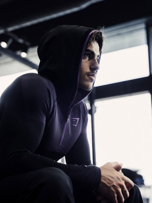 ONYX 5.0 SEAMLESS HOODIE - BLACK/ATHLETIC PURPLE
