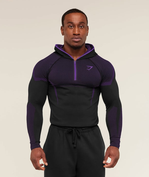 ONYX 5.0 SEAMLESS HOODIE - BLACK/ATHLETIC PURPLE