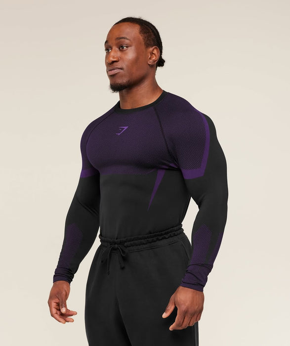 ONYX 5.0 SEAMLESS LONGSLEEVE T-SHIRT - BLACK/ATHLETIC PURPLE