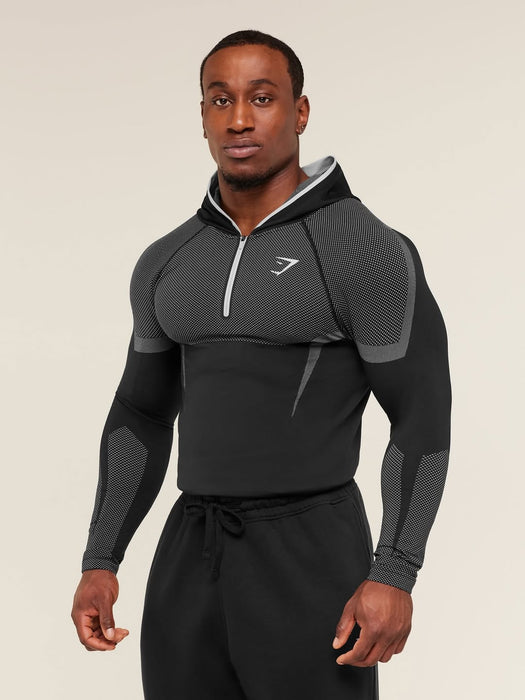 ONYX 5.0 SEAMLESS HOODIE - BLACK/LIGHT GREY