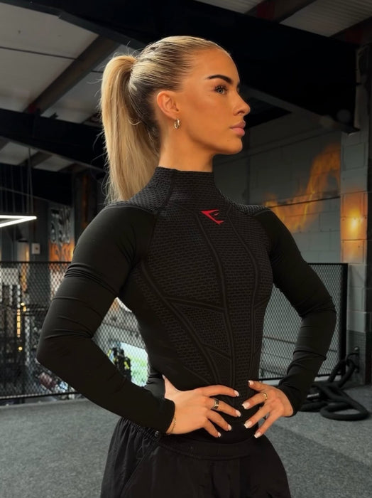 ONYX V1 LONG SLEEVE TOP - Black/Onyx Grey/Carmine Red