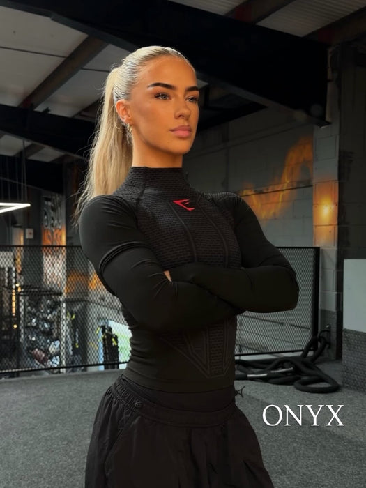 ONYX V1 LONG SLEEVE TOP - Black/Onyx Grey/Carmine Red