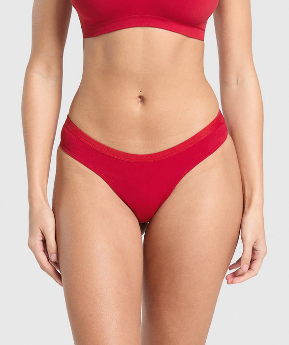 SEAMLESS DIPPED FRONT THONG - CARMINE RED