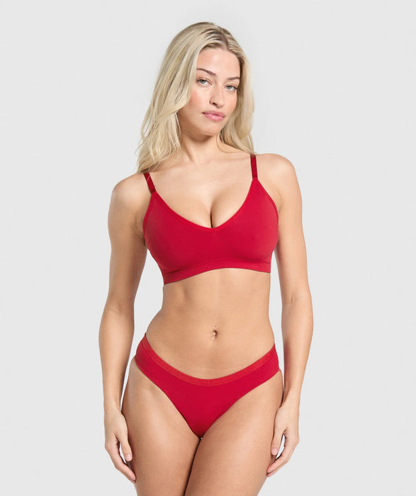 SEAMLESS DIPPED FRONT THONG - CARMINE RED