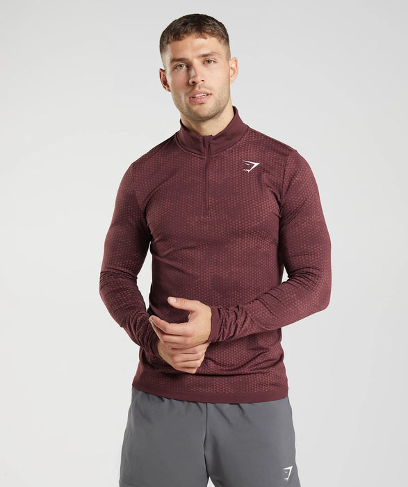 Sport Seamless 1/4 Zip - Baked Maroon/Rosewood Red