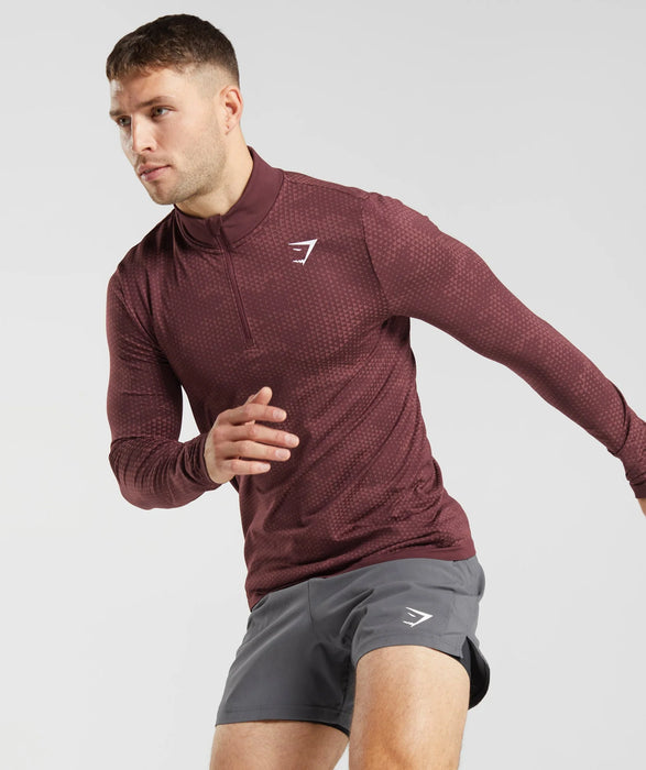 Sport Seamless 1/4 Zip - Baked Maroon/Rosewood Red