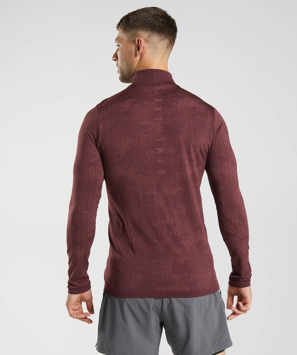 Sport Seamless 1/4 Zip - Baked Maroon/Rosewood Red