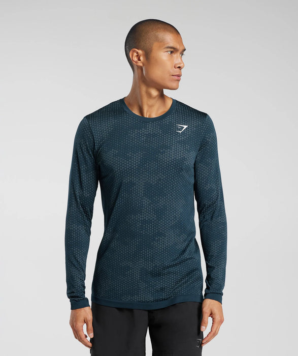 Sport Seamless Long Sleeve T-Shirt - Navy/Denim Teal