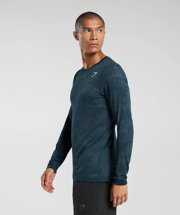 Sport Seamless Long Sleeve T-Shirt - Navy/Denim Teal