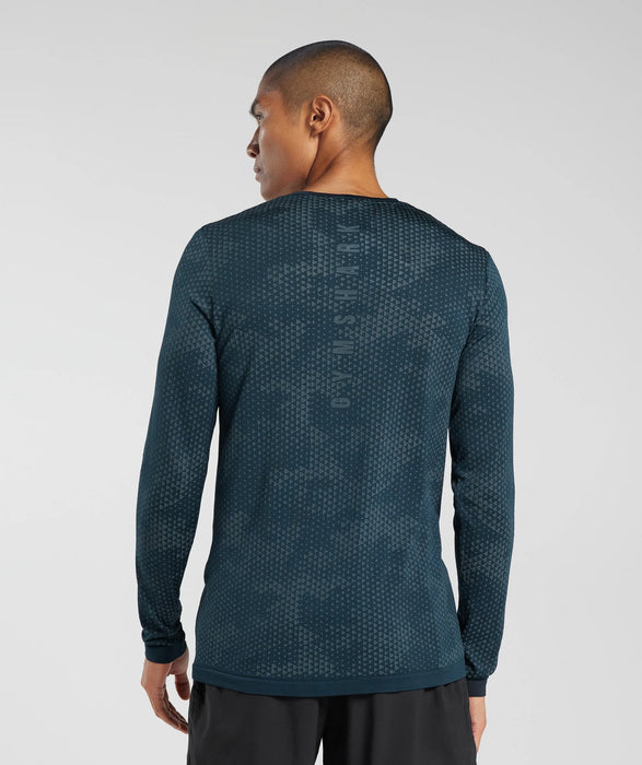 Sport Seamless Long Sleeve T-Shirt - Navy/Denim Teal