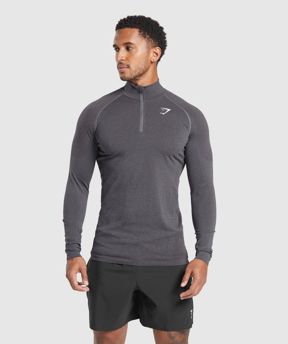 Vital Seamless 1/4 Zip - Plum Brown/Brushed Grey