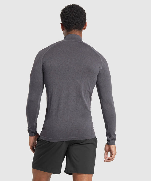 Vital Seamless 1/4 Zip - Plum Brown/Brushed Grey