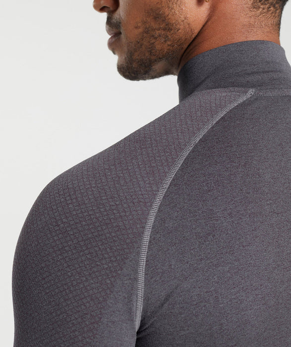 Vital Seamless 1/4 Zip - Plum Brown/Brushed Grey