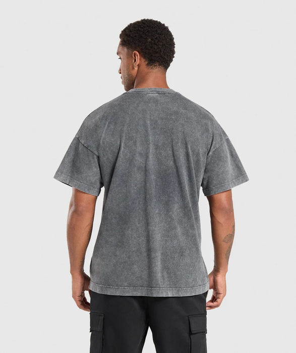 Gymshark Collegiate Shadow Washed T-Shirt - Asphalt Grey