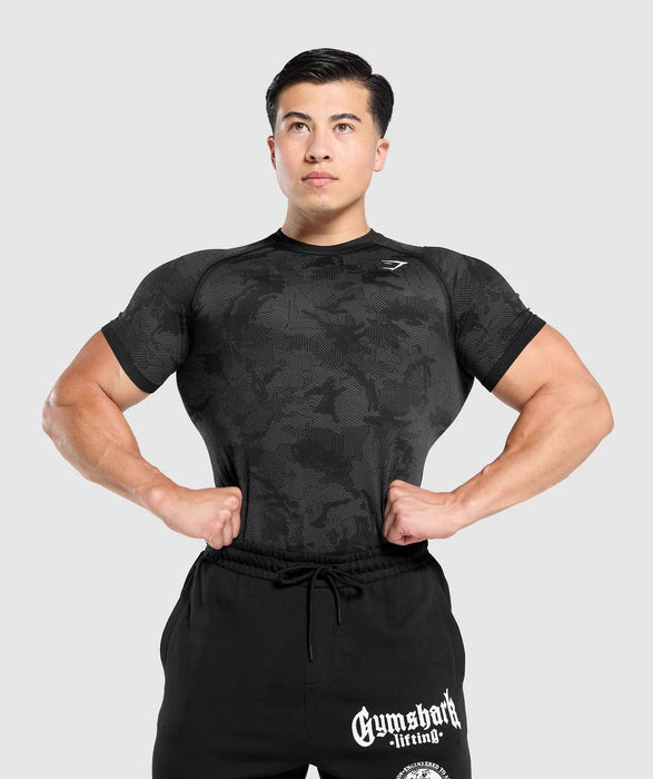 GEO SEAMLESS T-SHIRT BLACK/CHARCOAL