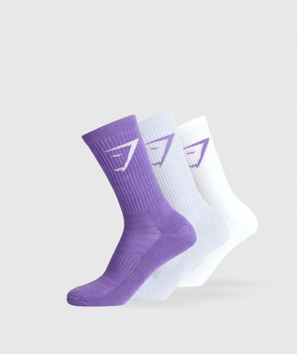 CREW SOCKS 3PK-Stellar Purple/Silver Lilac/White