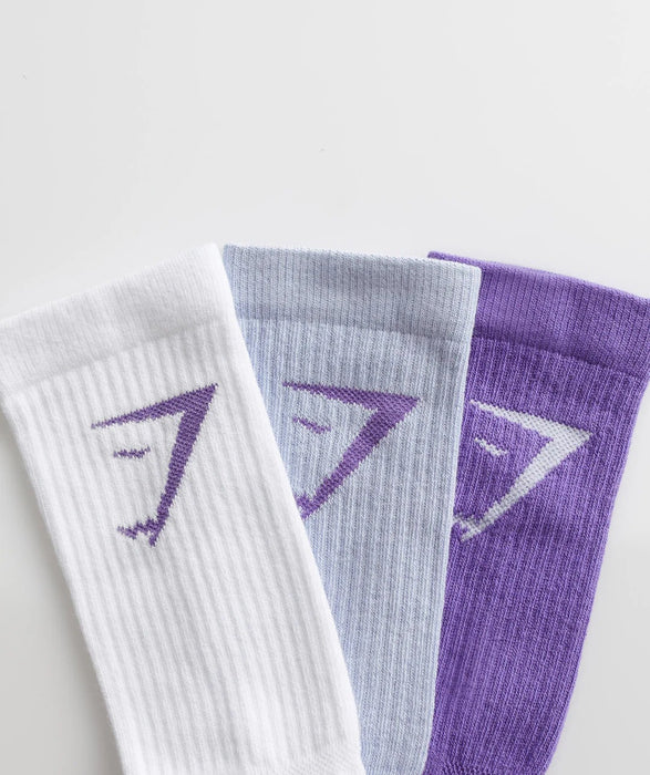 CREW SOCKS 3PK-Stellar Purple/Silver Lilac/White