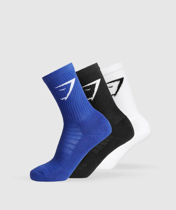 CREW SOCKS 3PK-White/Wave Blue/Black Select a size