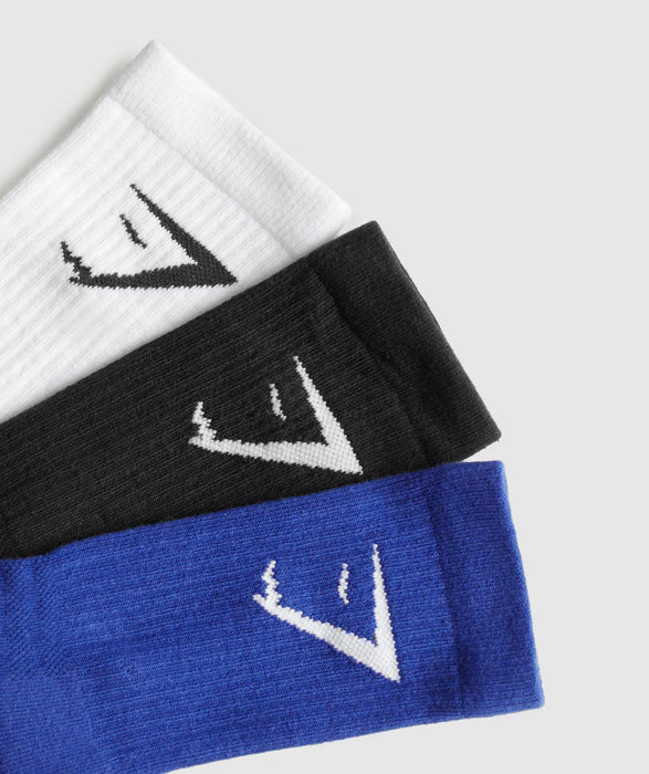 CREW SOCKS 3PK-White/Wave Blue/Black Select a size