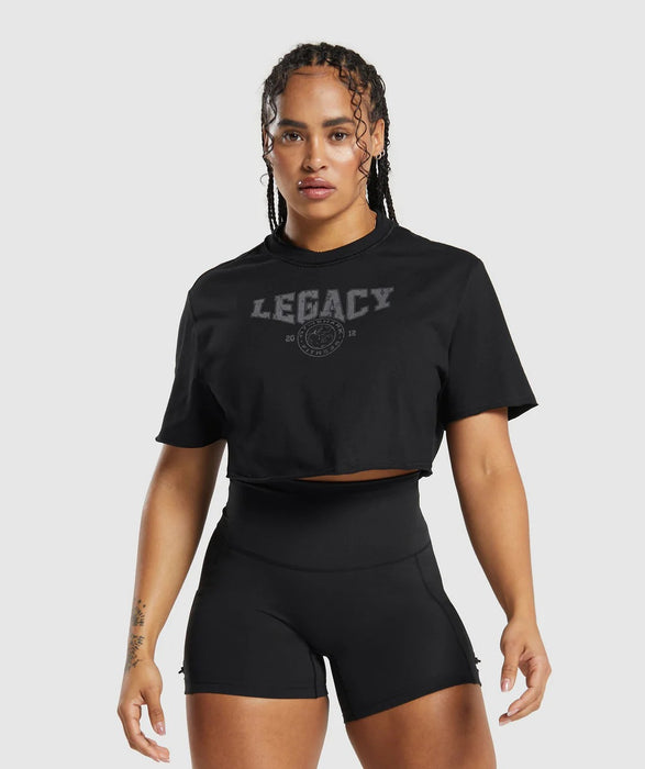 Legacy Graphic Crop Top - Black