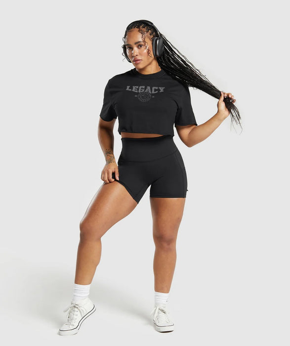 Legacy Graphic Crop Top - Black