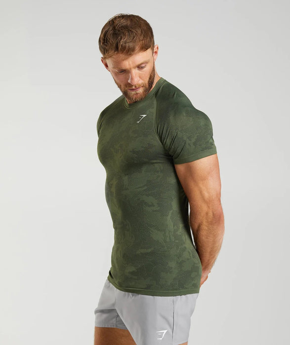 Geo Seamless T-Shirt - Core Olive/Black