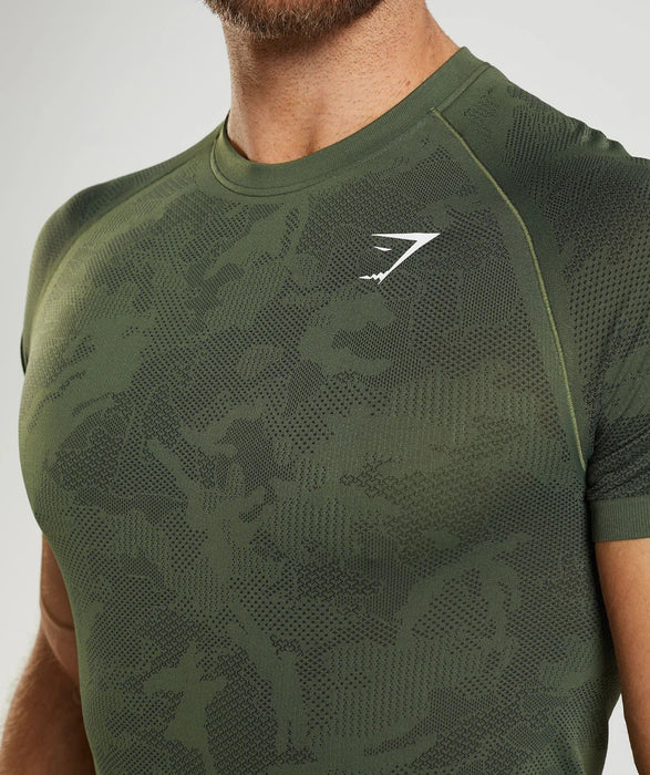 Geo Seamless T-Shirt - Core Olive/Black