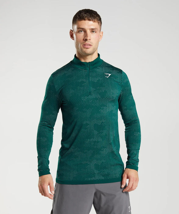 Sport Seamless 1/4 Zip - Woodland Green/Hoya Green