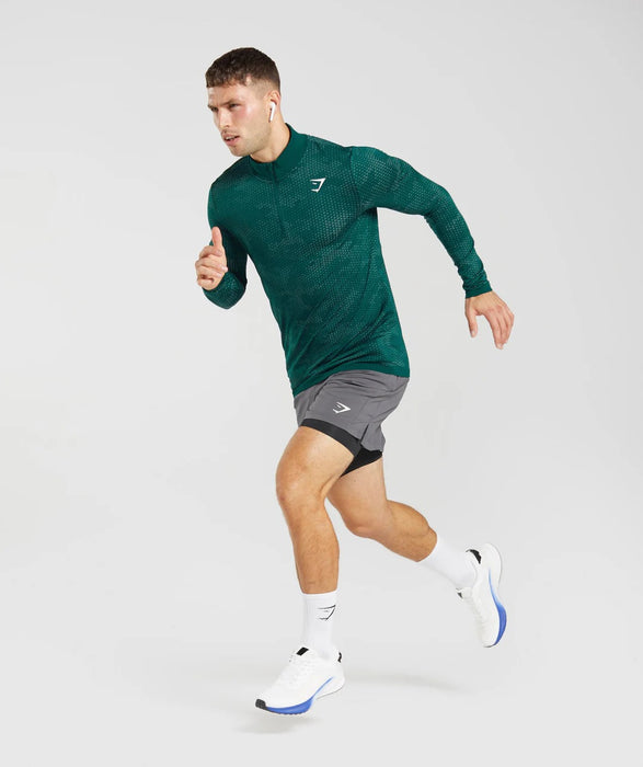 Sport Seamless 1/4 Zip - Woodland Green/Hoya Green