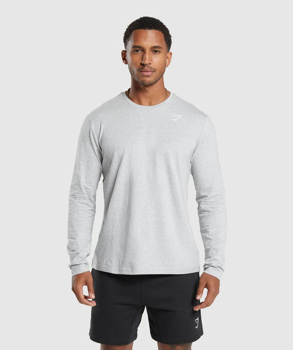 Crest Long Sleeve T-Shirt - Light Grey Marl