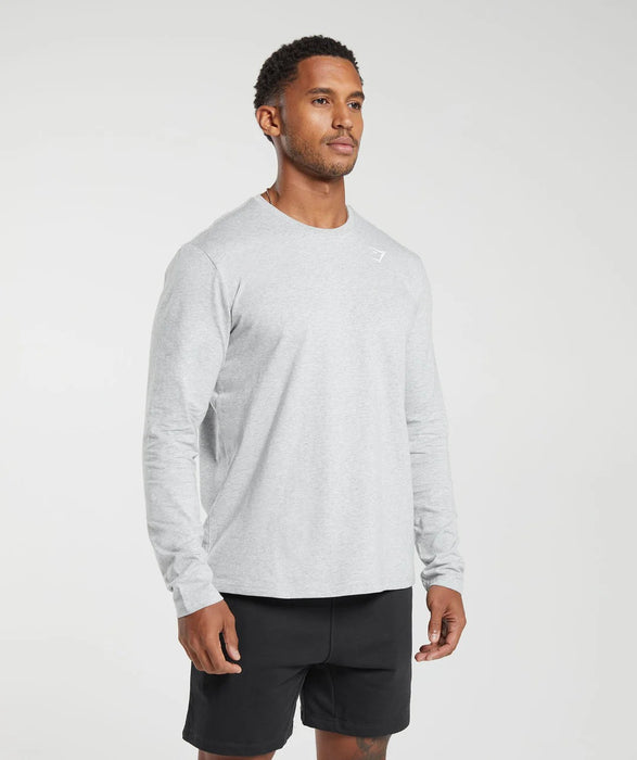 Crest Long Sleeve T-Shirt - Light Grey Marl