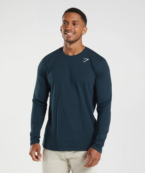 Crest Long Sleeve T-Shirt - Navy