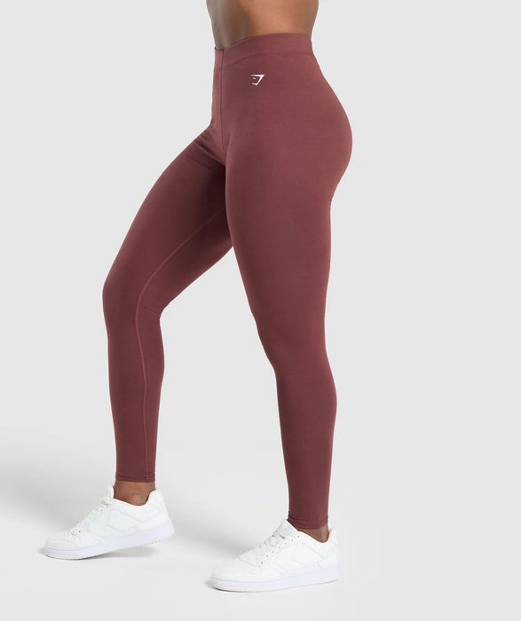 Cotton Leggings - Burgundy Brown