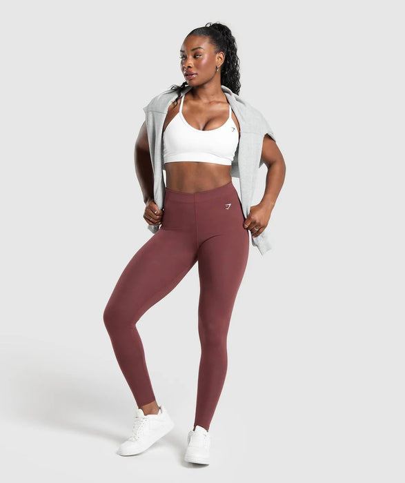 Cotton Leggings - Burgundy Brown