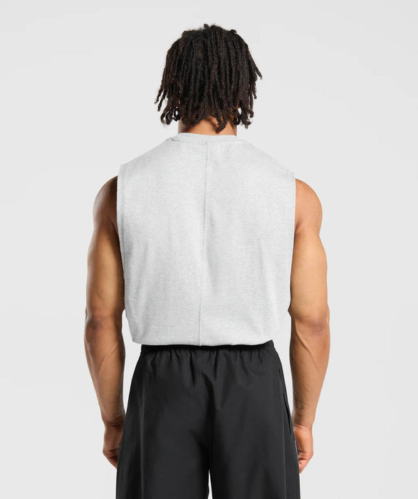 Premium Lifting Boxy Cut Off Tank - Light Grey Marl