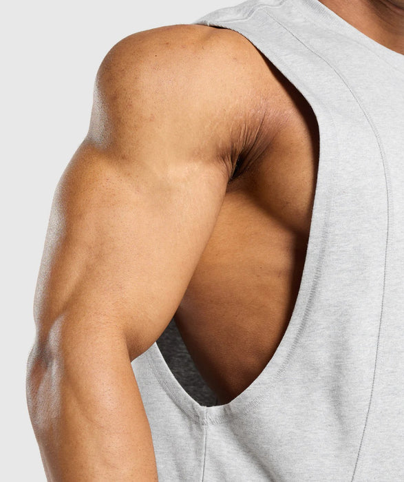 Premium Lifting Boxy Cut Off Tank - Light Grey Marl