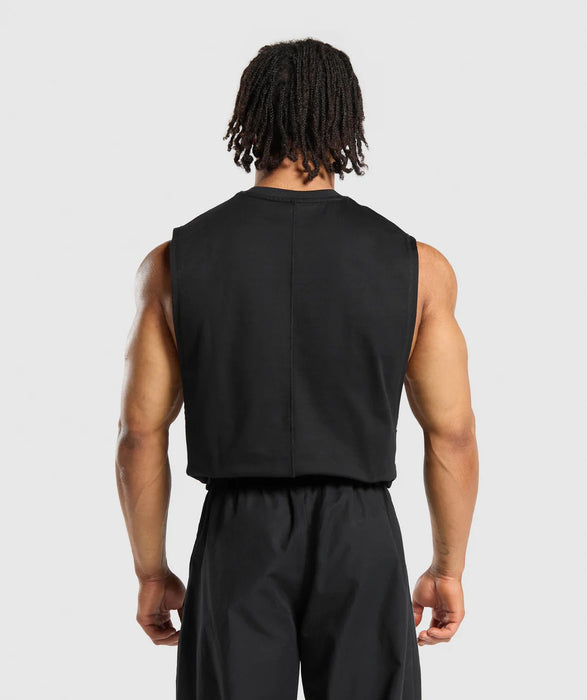 Premium Lifting Boxy Cut Off Tank - Black