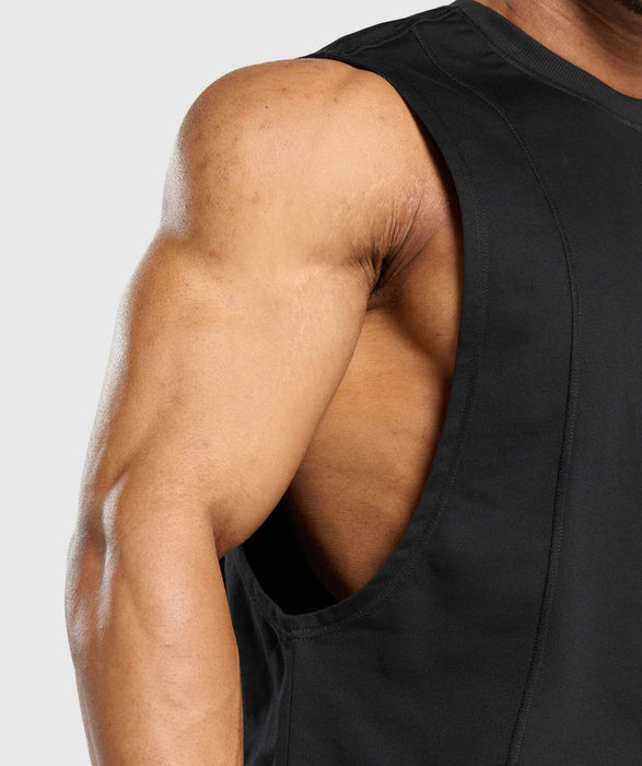 Premium Lifting Boxy Cut Off Tank - Black