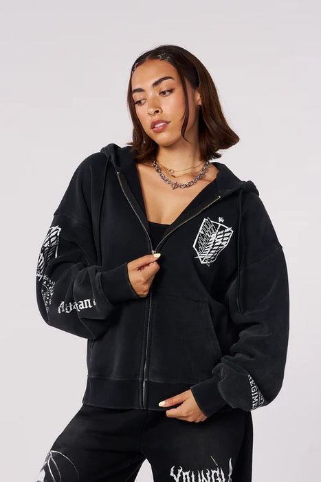 5138 - AOT© x YLA Zip-Up Hoodies Black