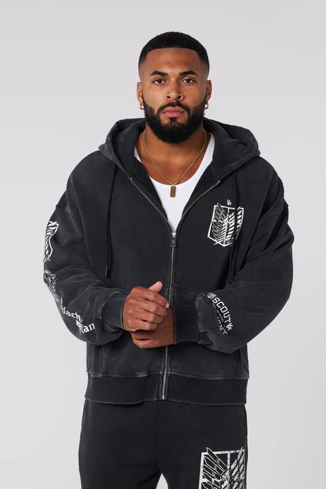 5138 - AOT© x YLA Zip-Up Hoodies Black