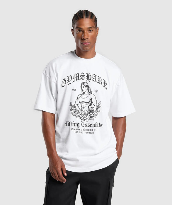 Hispanic Inspired Oversized Graphic T-Shirt White CARLOS BELCAST