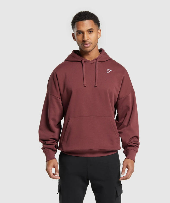 Crest Oversized Hoodie Burgundy Brown