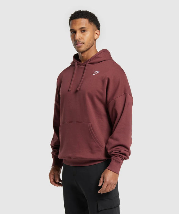 Crest Oversized Hoodie Burgundy Brown