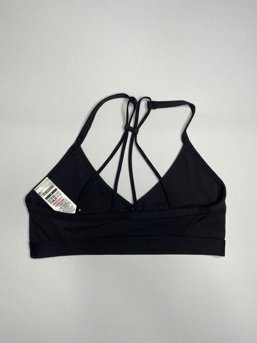 RUCHED STRAPPY SPORTS BRA - BLACK