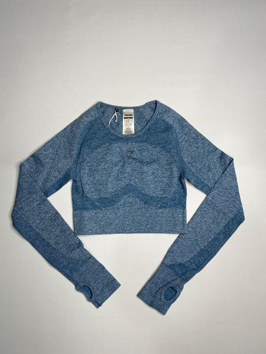 Flex Long Sleeve Crop Top - Faded Blue/Pitch Grey