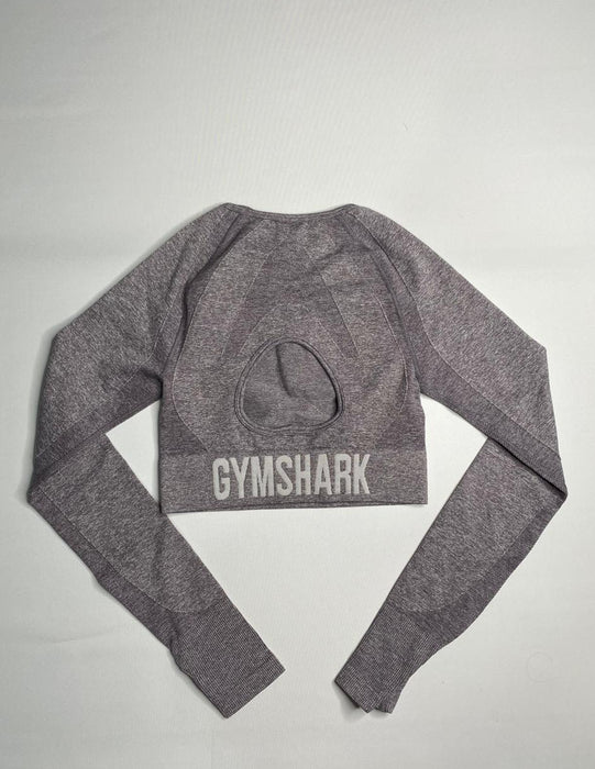 Flex Long Sleeve Crop Top - Fog Purple/White