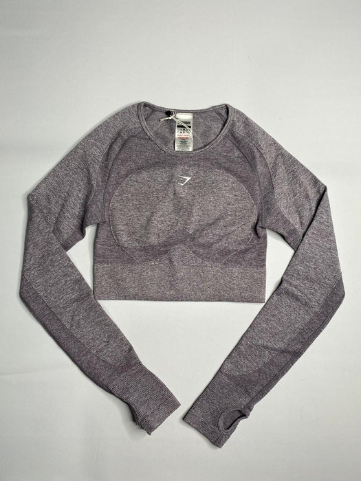 Flex Long Sleeve Crop Top - Fog Purple/White