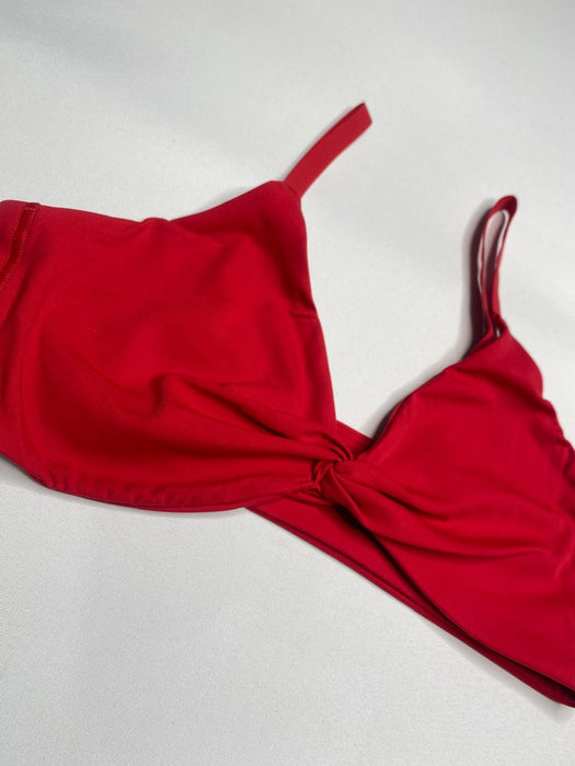 TWIST FRONT BRALETTE - CARMINE RED
